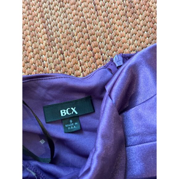 BCX Dark Purple Satiny One-Shoulder MINI Dress Size‎ 9 NWT - Picture 2 of 5